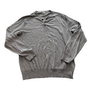 J CREW Sweater Men M Gray Cotton Silk Donegal Flecked Henley Pullover AZ956